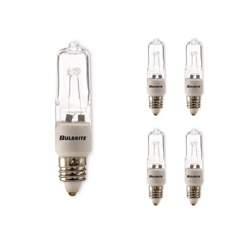 Bulbrite Pack of (5) Dimmable Clear T4 Mini-Candelabra (E11) Halogen Mini