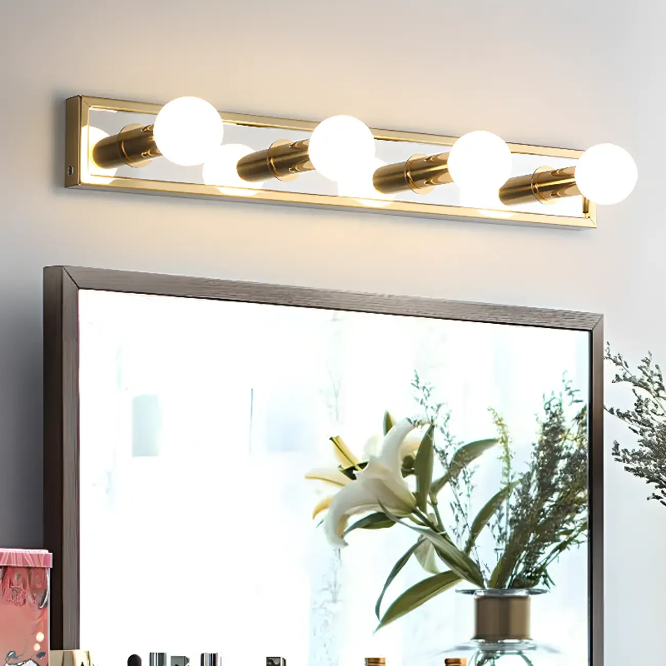 Gold Modern Steel Multi-Bulb Bathroom Light Fixture