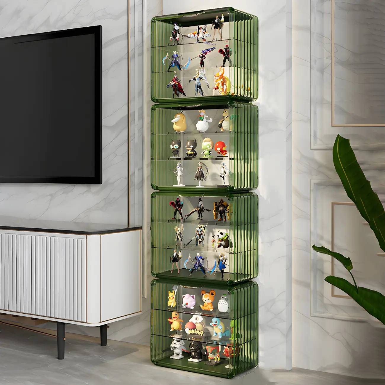 Living Room Stackable Clear Acrylic Display Cabinet