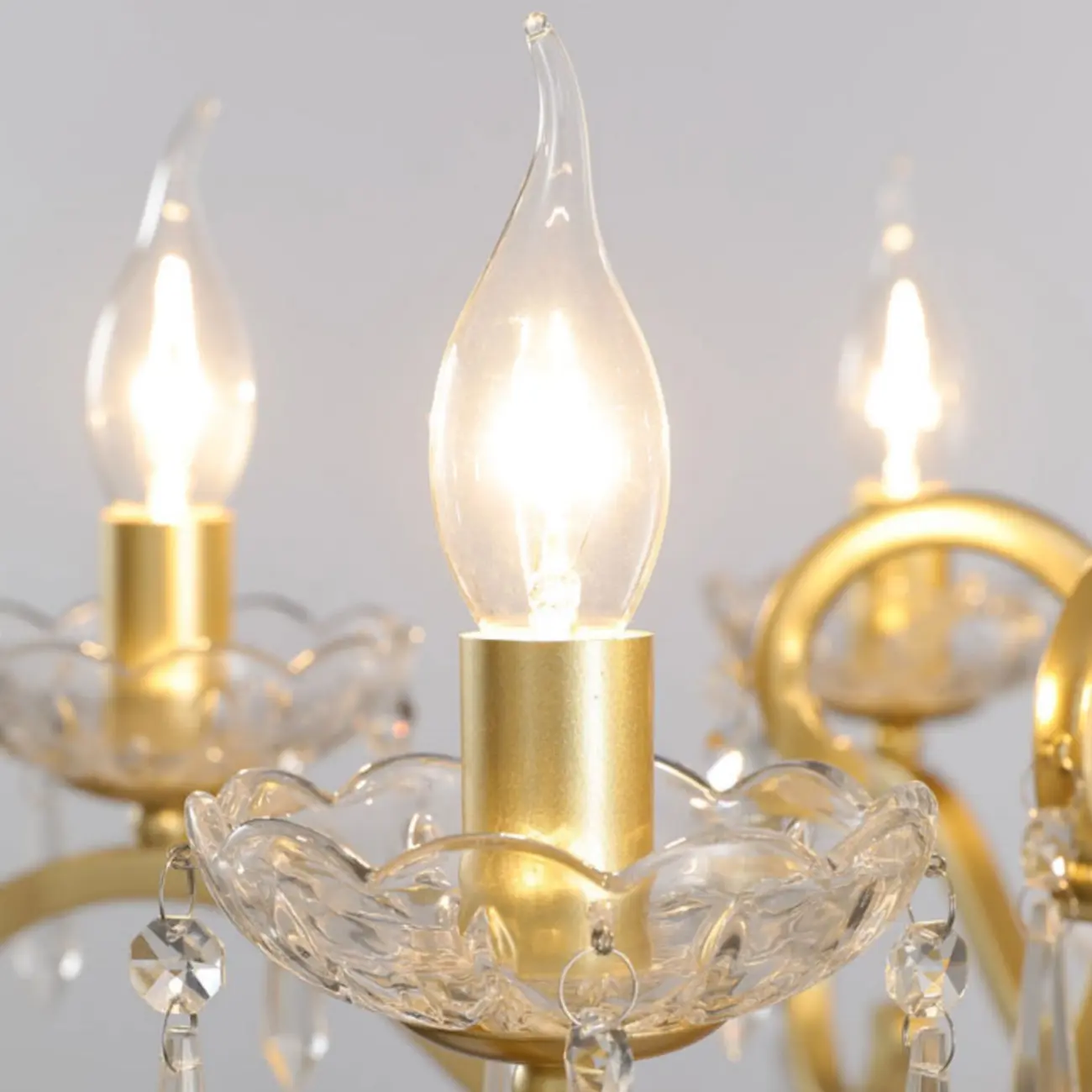 French Gold Crystal Candelabra Chandelier