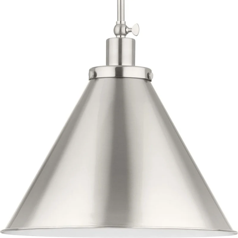 Hinton Collection One-Light Brushed Nickel Modern Farmhouse Pendant - 16 in x 16 in x 14 in