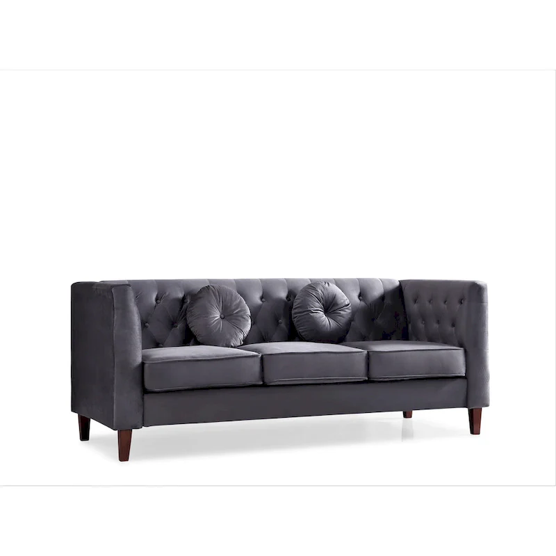 US PRIDE FURNITURE Velvet Classic Chesterfield Sofa with Wood legs
