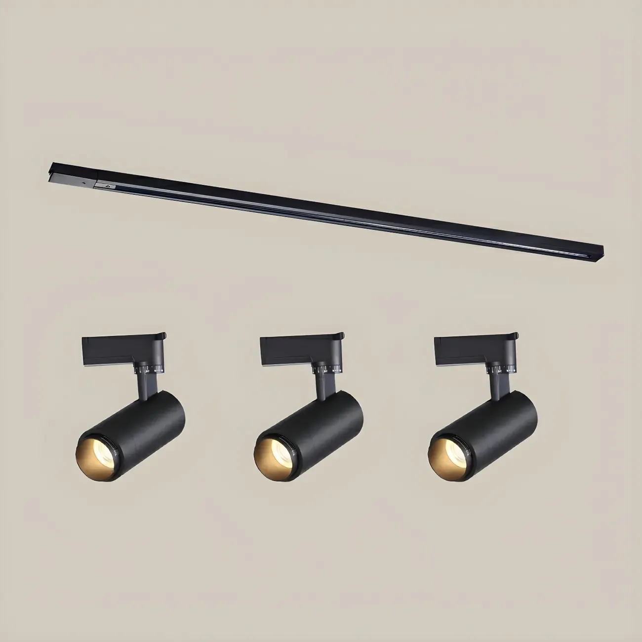 Simple 3-Light Cylinder Metal Black LED Track Light