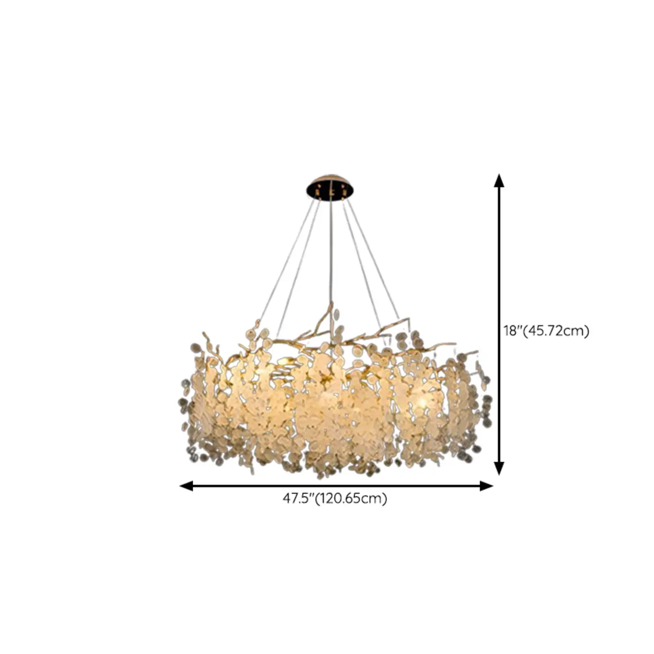 Elegant Golden Branch Glass Pendant Chandelier