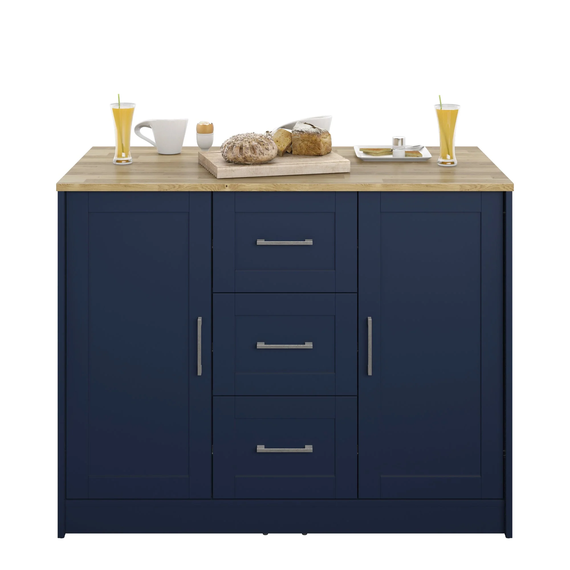 Classic Modern Kitchen Island with Butcher Block Top