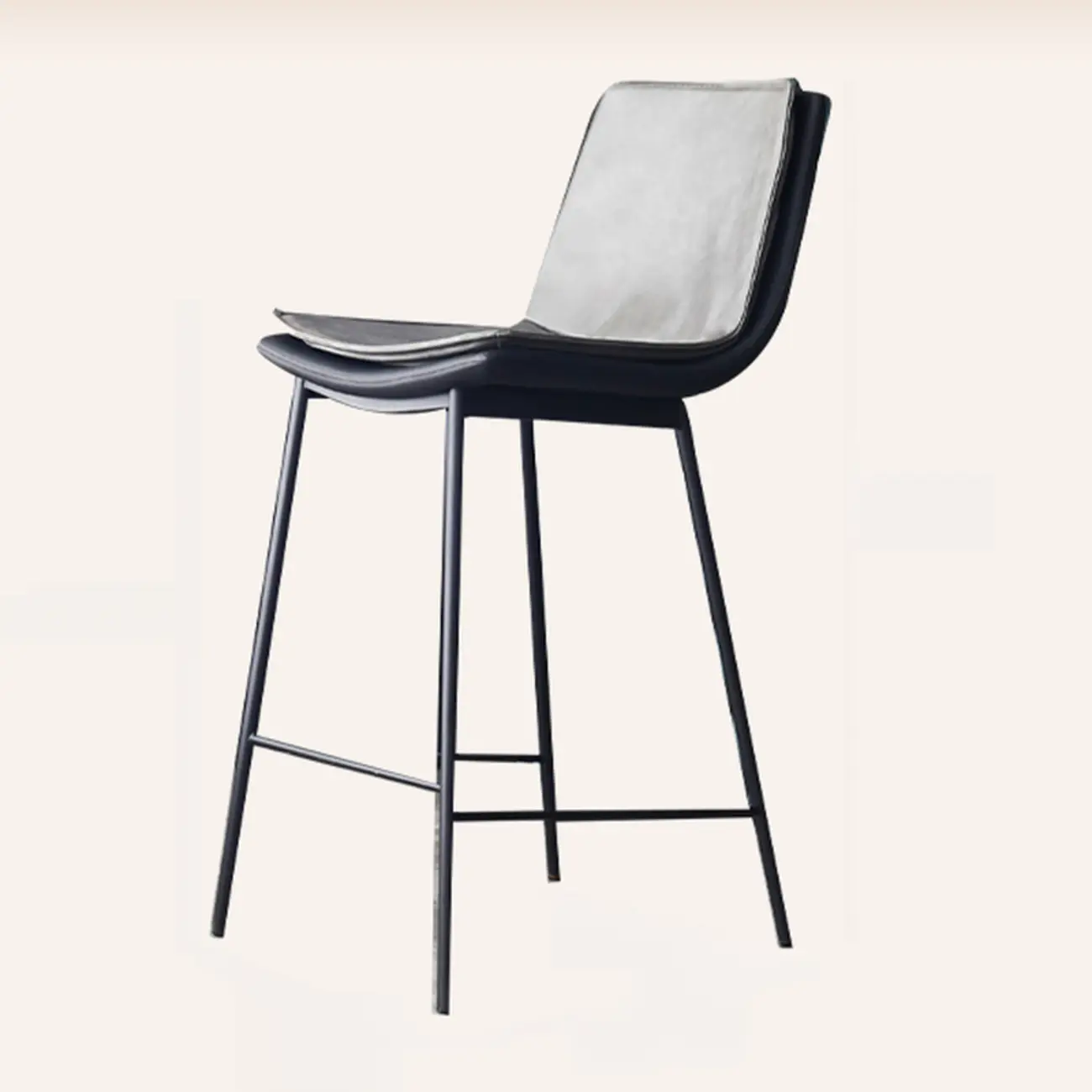 Modern Leather Counter Height Bar Stool with Back