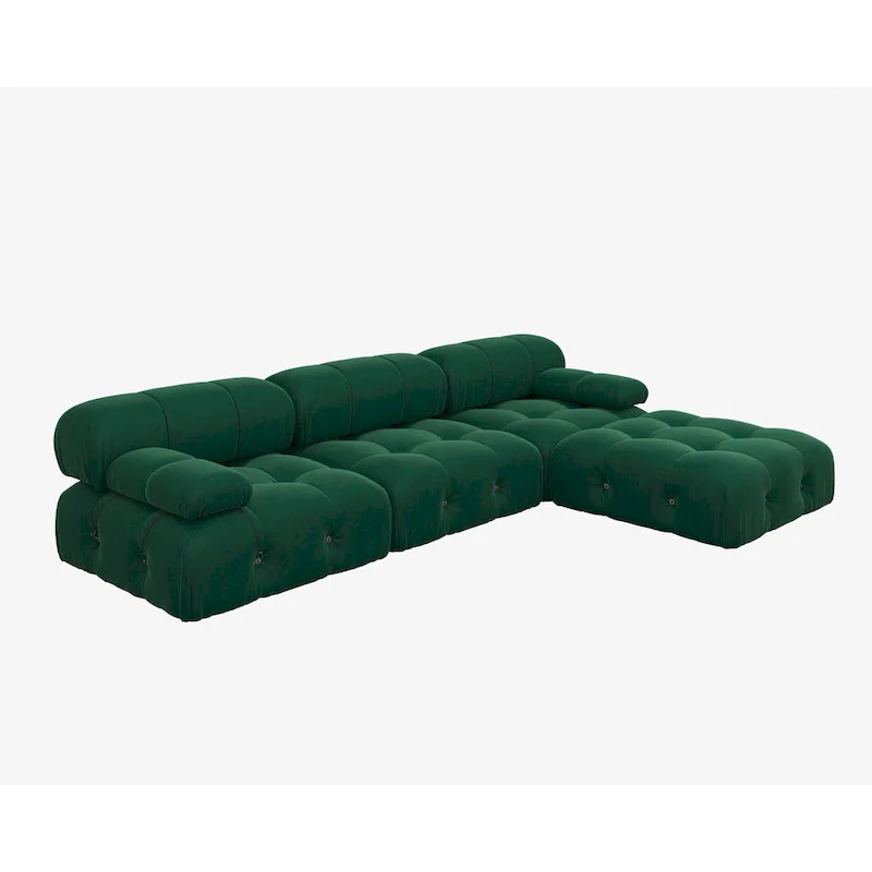 104 Wide Velvet Reversible Modular Sofa & Chaise with Ottoman
