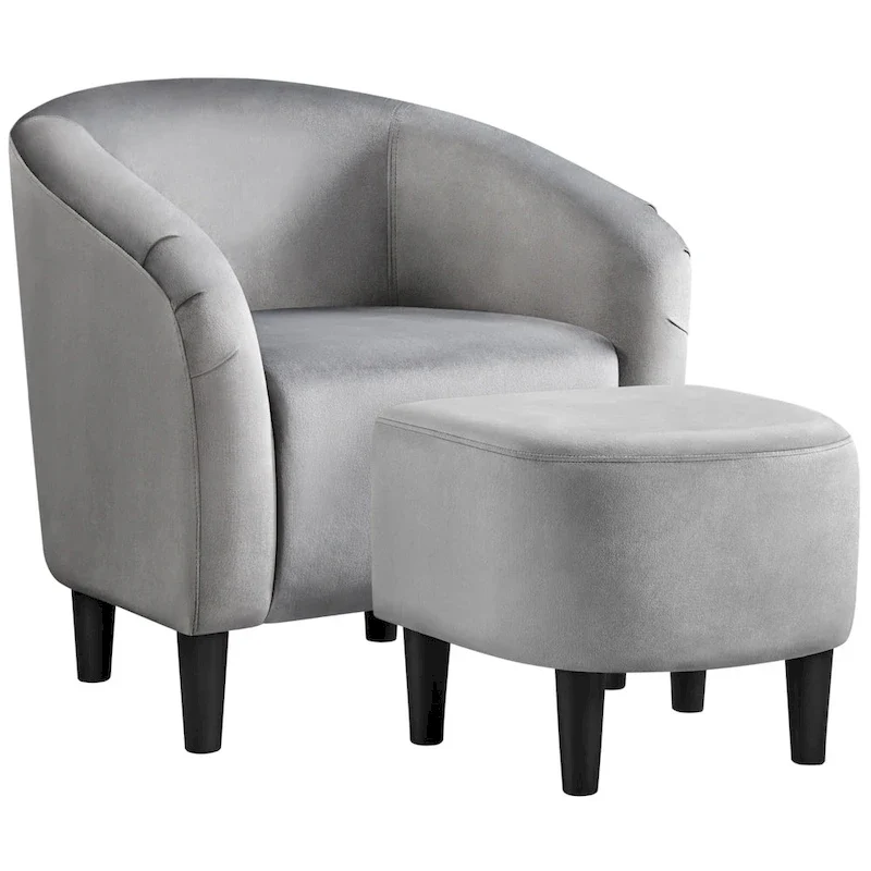 Yaheetech Contemporary Fabric Club Accent Chair and Ottoman Set