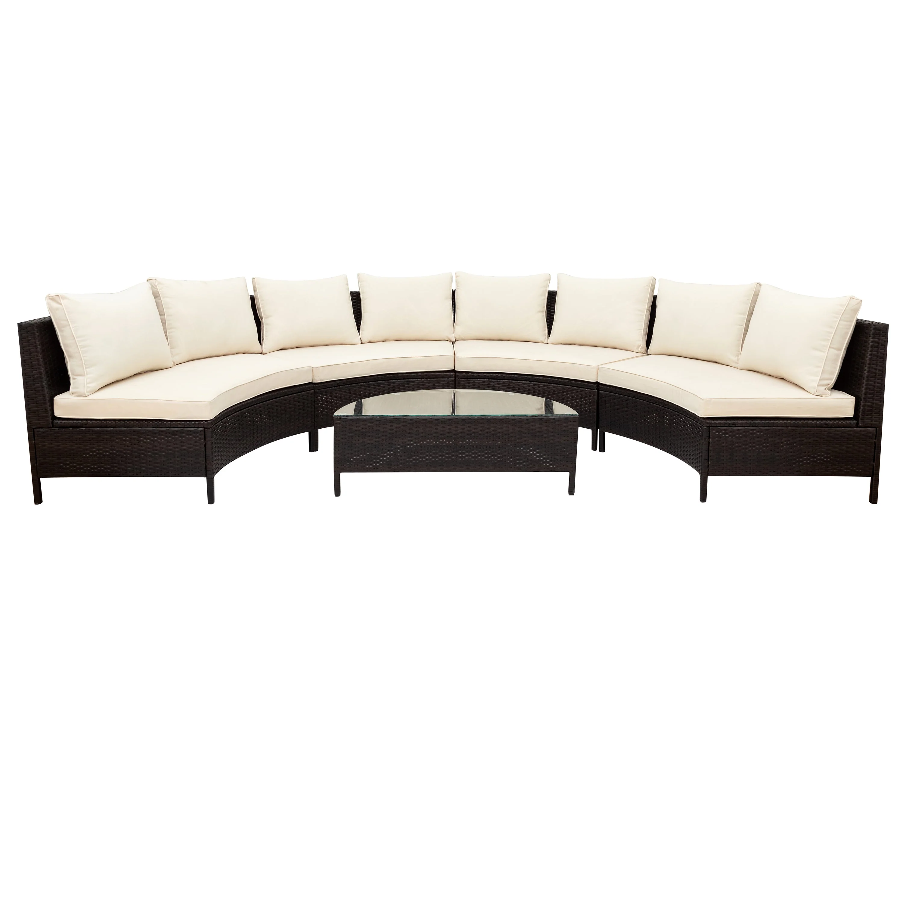 Walker Edison | Modern Wicker 5 Pieces All-Weather Wicker Sofa Set