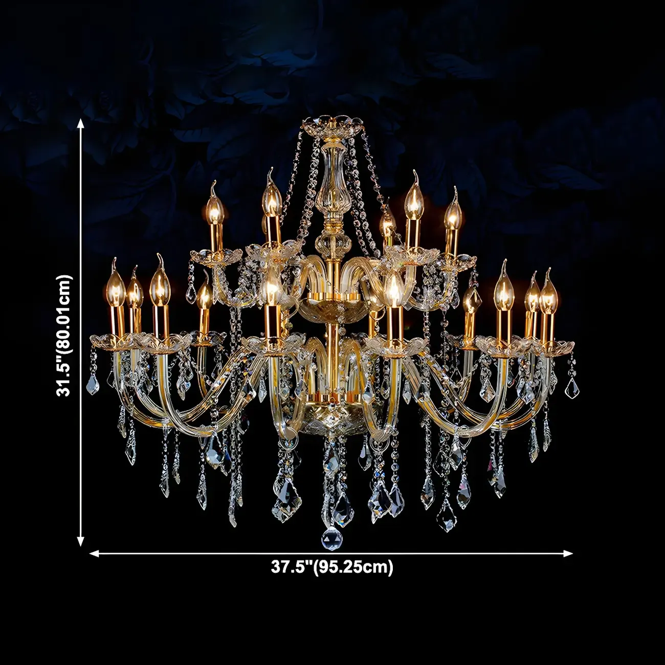 Mid-Century Luxurious Crystal Candelabra Chandelier