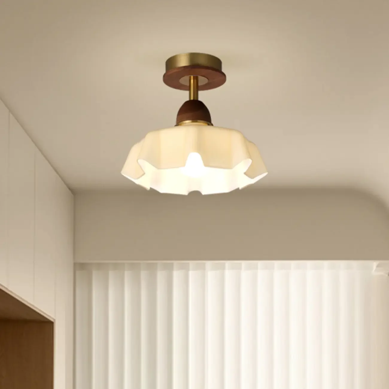 Caramel Gradient Glass Dome Semi Flush Ceiling Light