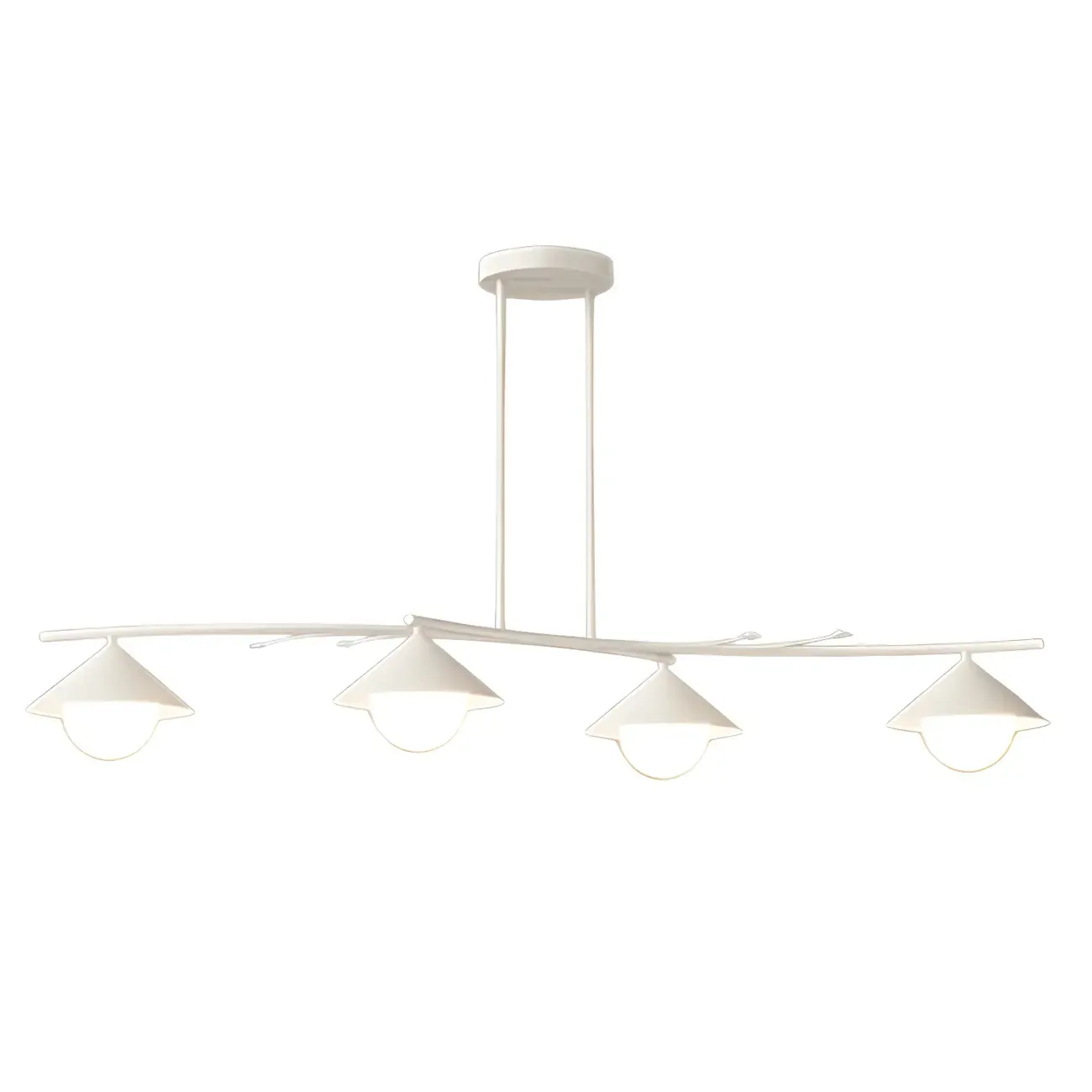 Sleek Modern White Metal Island Pendant Light