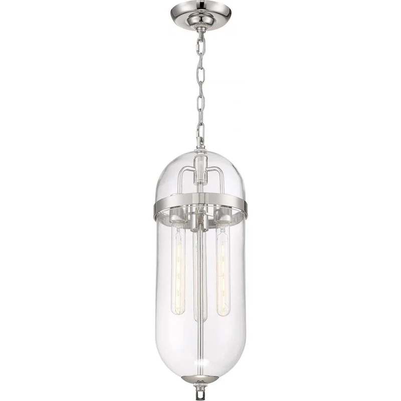 Fathom 3-Light Pendant Fixture Polished Nickel with Clear Glass - N/A