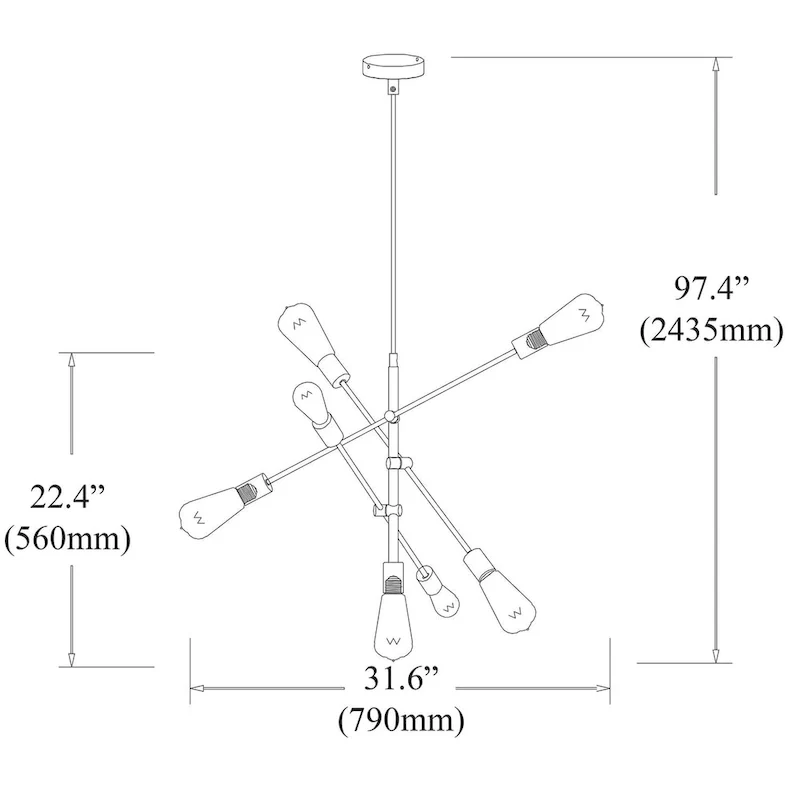 7LT Incandescent Adjustable Pendant, Aged Brass