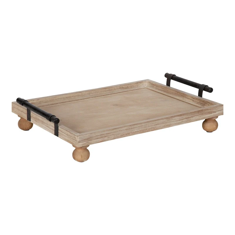Kate and Laurel Bruillet Wooden Footed Tray - 12x16