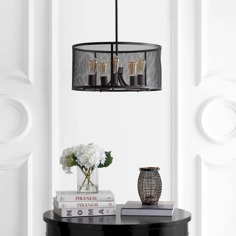 SAFAVIEH Lighting Kane Adjustable 5-light LED Brass Pendant - 20 W x 20 D x 44 H