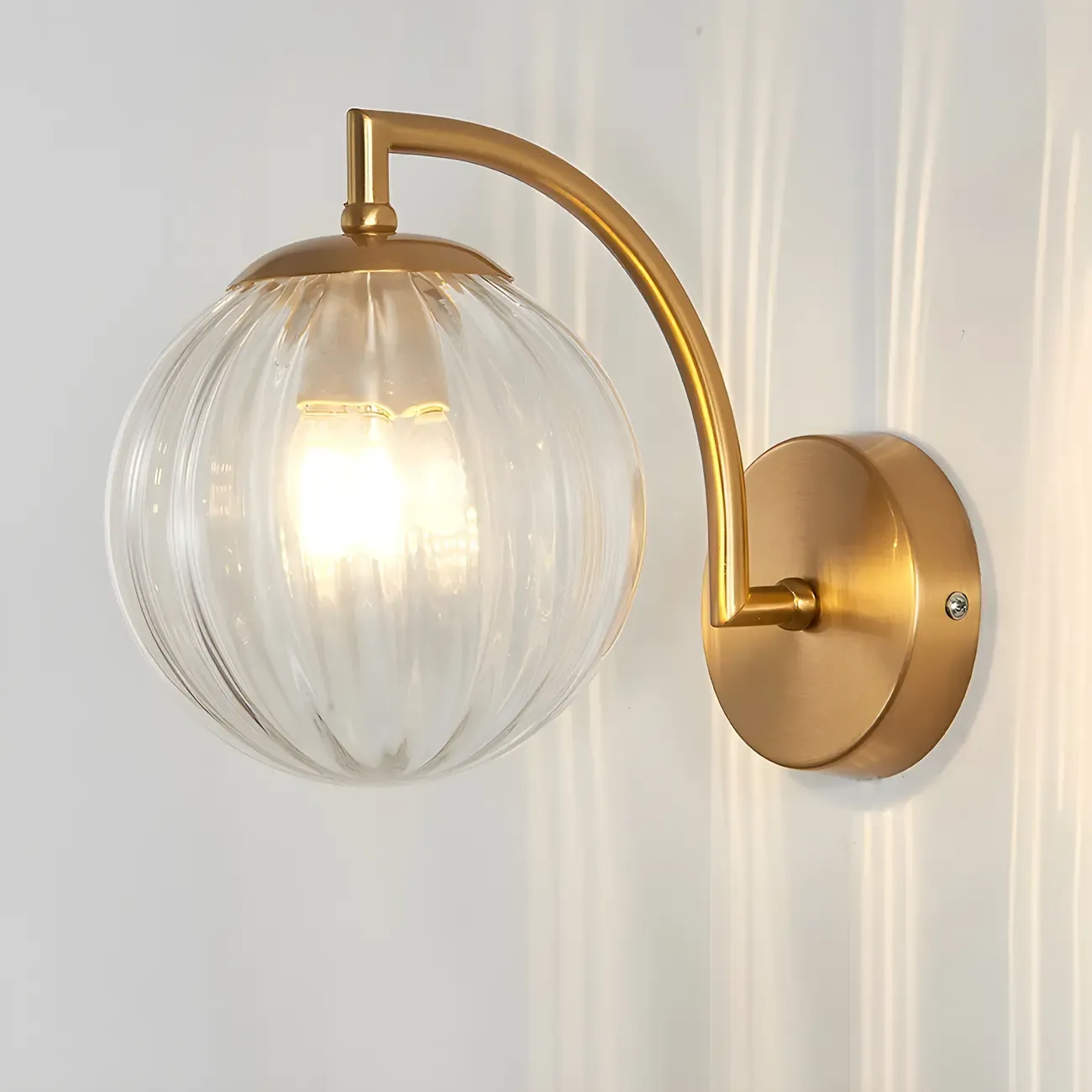 Mini Modern Globe Glass Metal Arc Vanity Wall Light