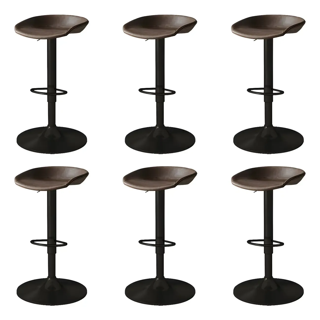 Modern Leather Black Pedestal Swivel Adjustable Bar Stool