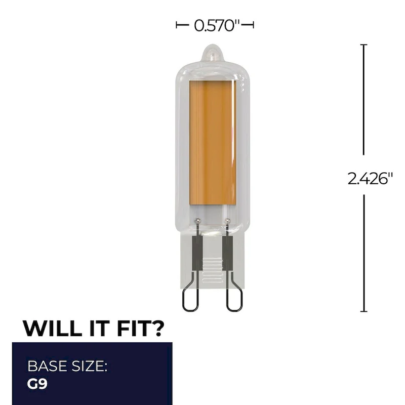 Bulbrite LED Filament Pack of (4) 3.5 Watt Mini T4 Light Bulbs with Clear Finish and Bi-Pin (G9) Base - Soft White Light