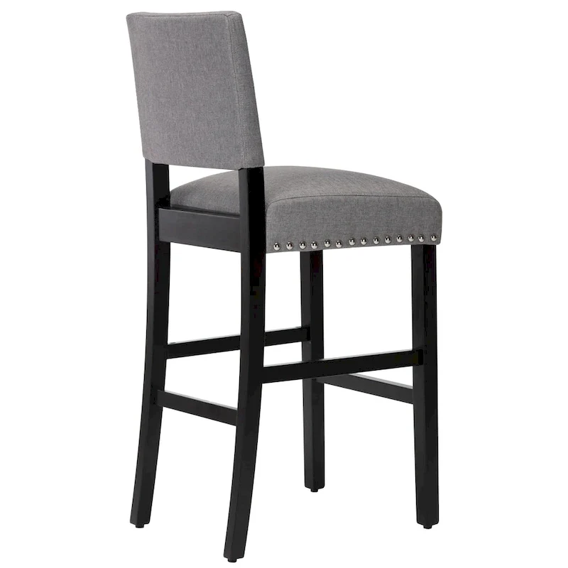 28 Inches Fabric Barstools Upholstered Bar stools Pub Chairs with Back and Silver Nailhead Trim Set of 2