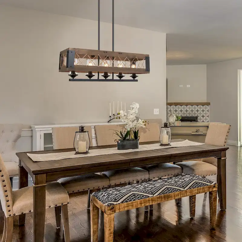 The Gray Barn 5-Light Farmhouse Rectangle Chandelier Rustic Island Lights - W31.9  * E10.6  * H10.2