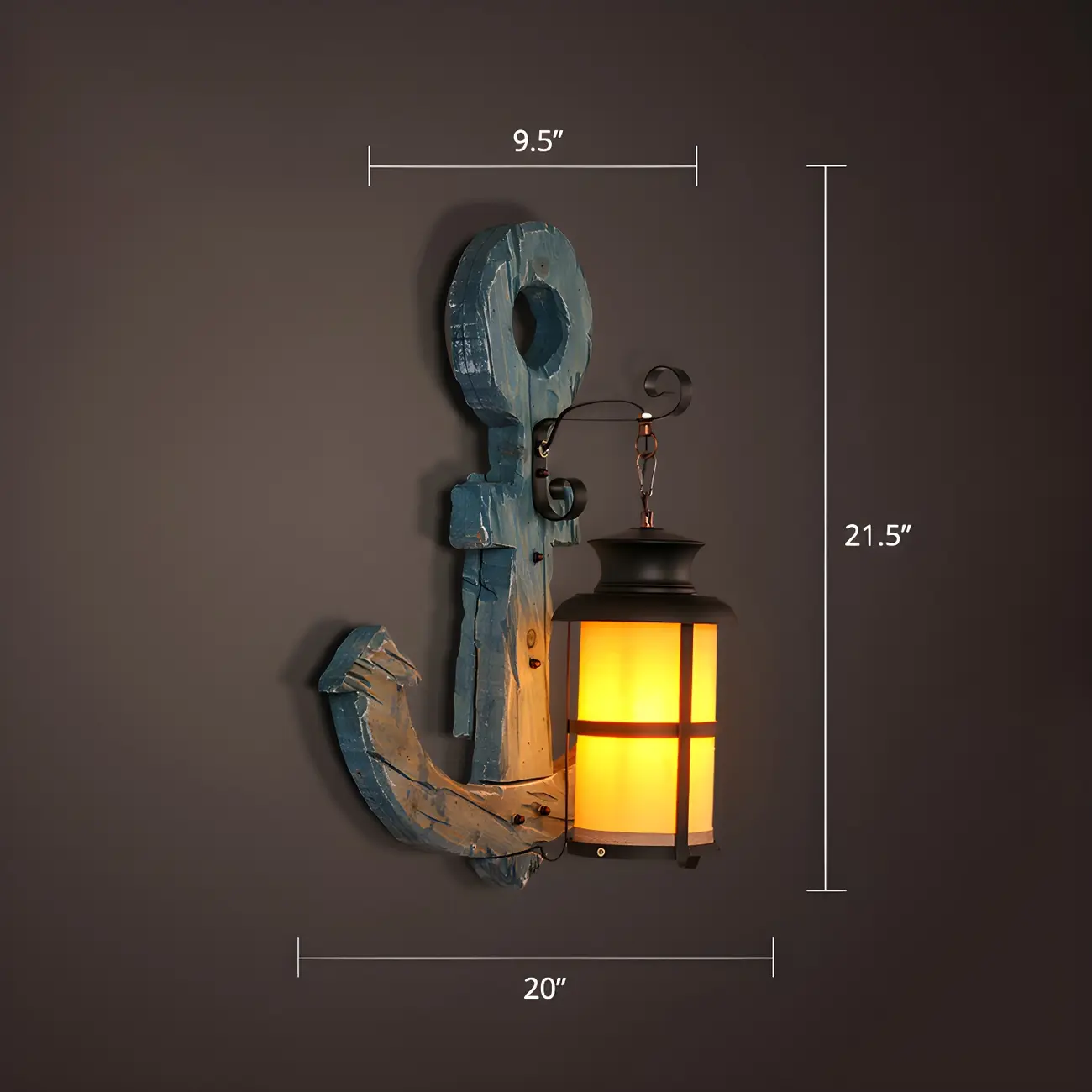 Industrial Distressed Wood Glass Black Wall Lantern Light