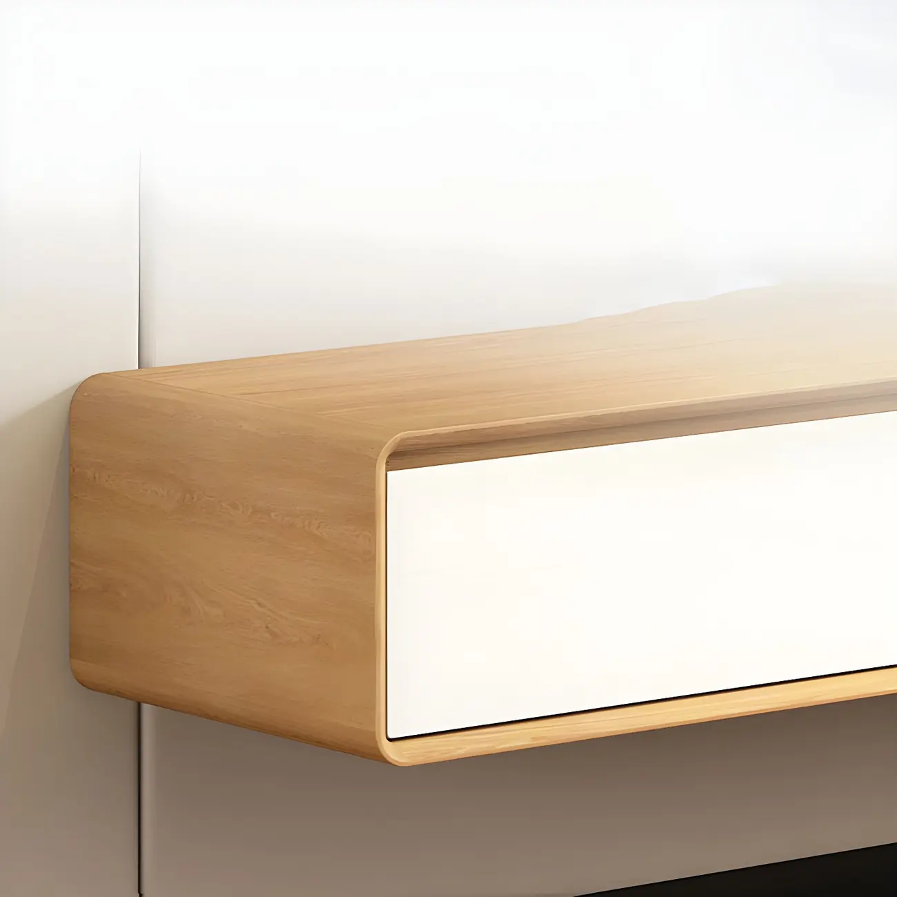 Natural Long Wood Floating TV Stand Media Consoles