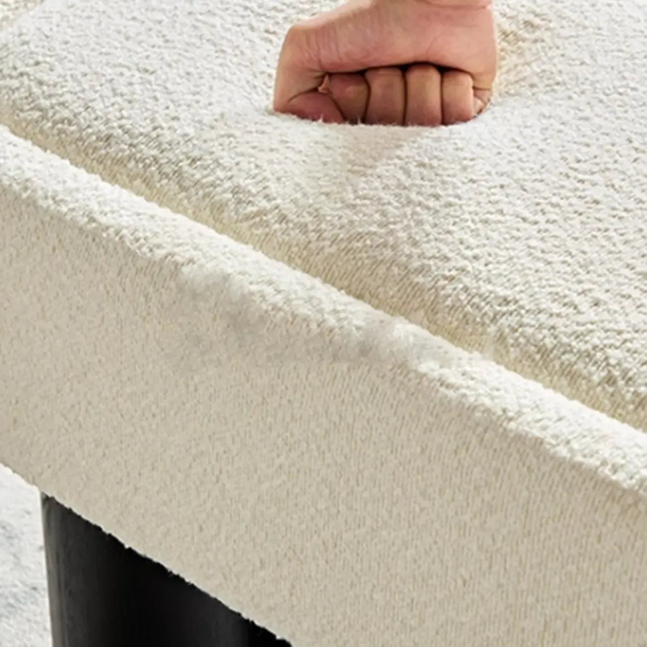 Simple White Upholstered Oval Bedroom Bench