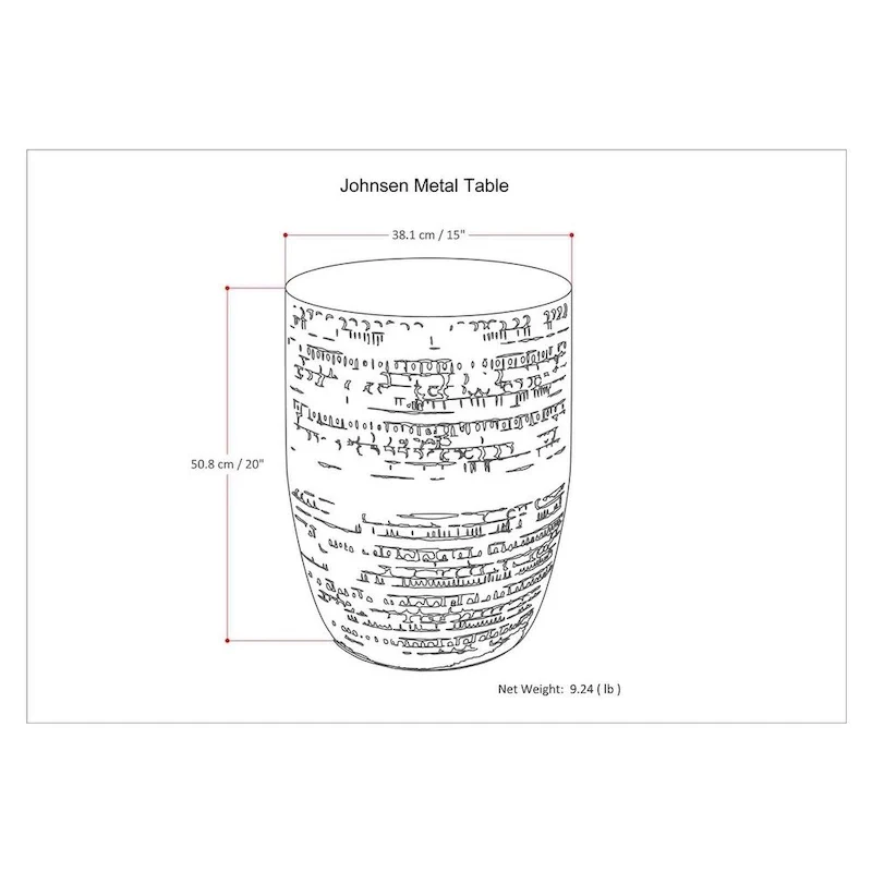 WYNDENHALL Jean 15 Wide Tribal Pattern Metal Accent Table & Assembled - 15w x 15 d x 20 h