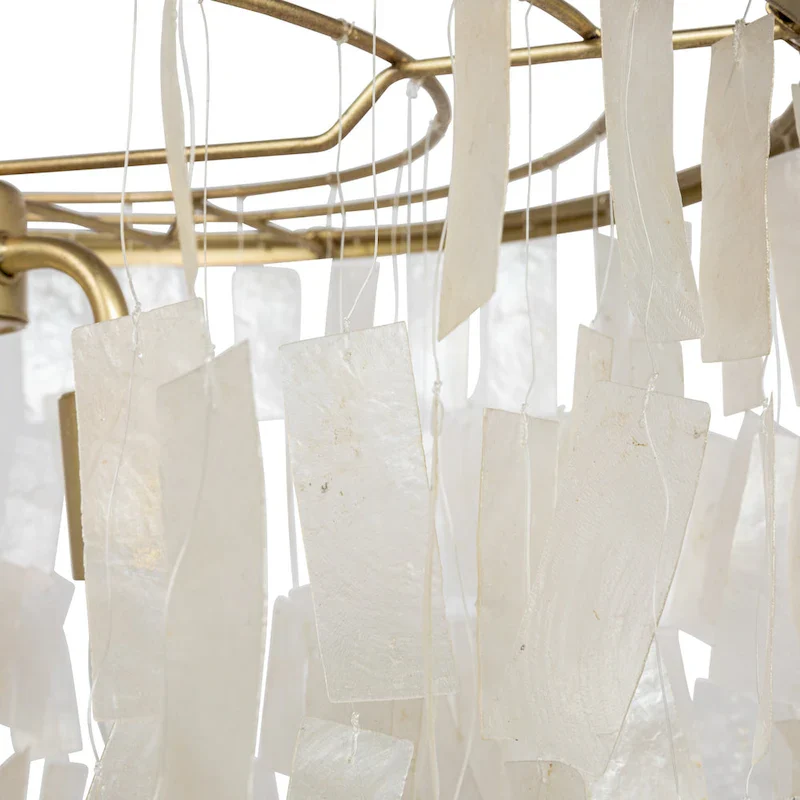 Marina Metal and Natural Capiz Chandelier Style Pendant Ceiling Light