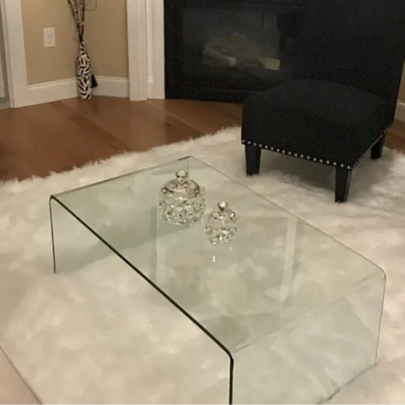 Glass Console Table, Transparent Tempered Glass Console Table