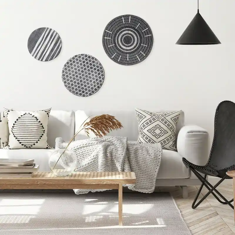 Contemporary Round 3-Piece Wall Decor Set - Dark Grey