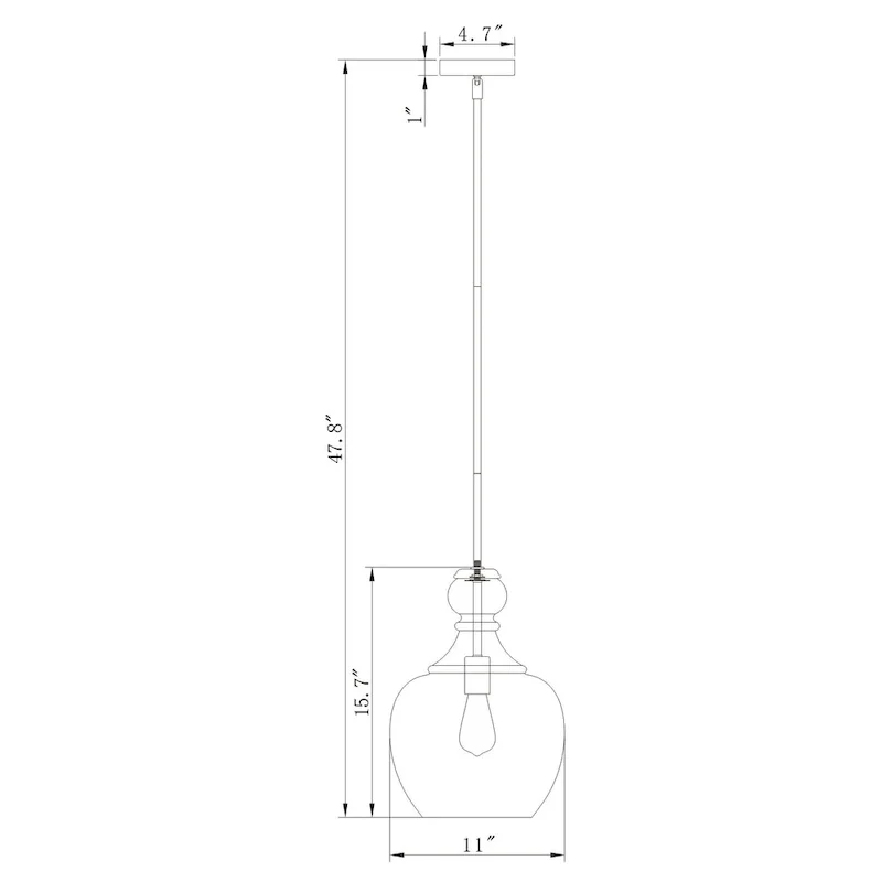 Tasio Brass Pendant Light with Clear Decanter Glass Shade