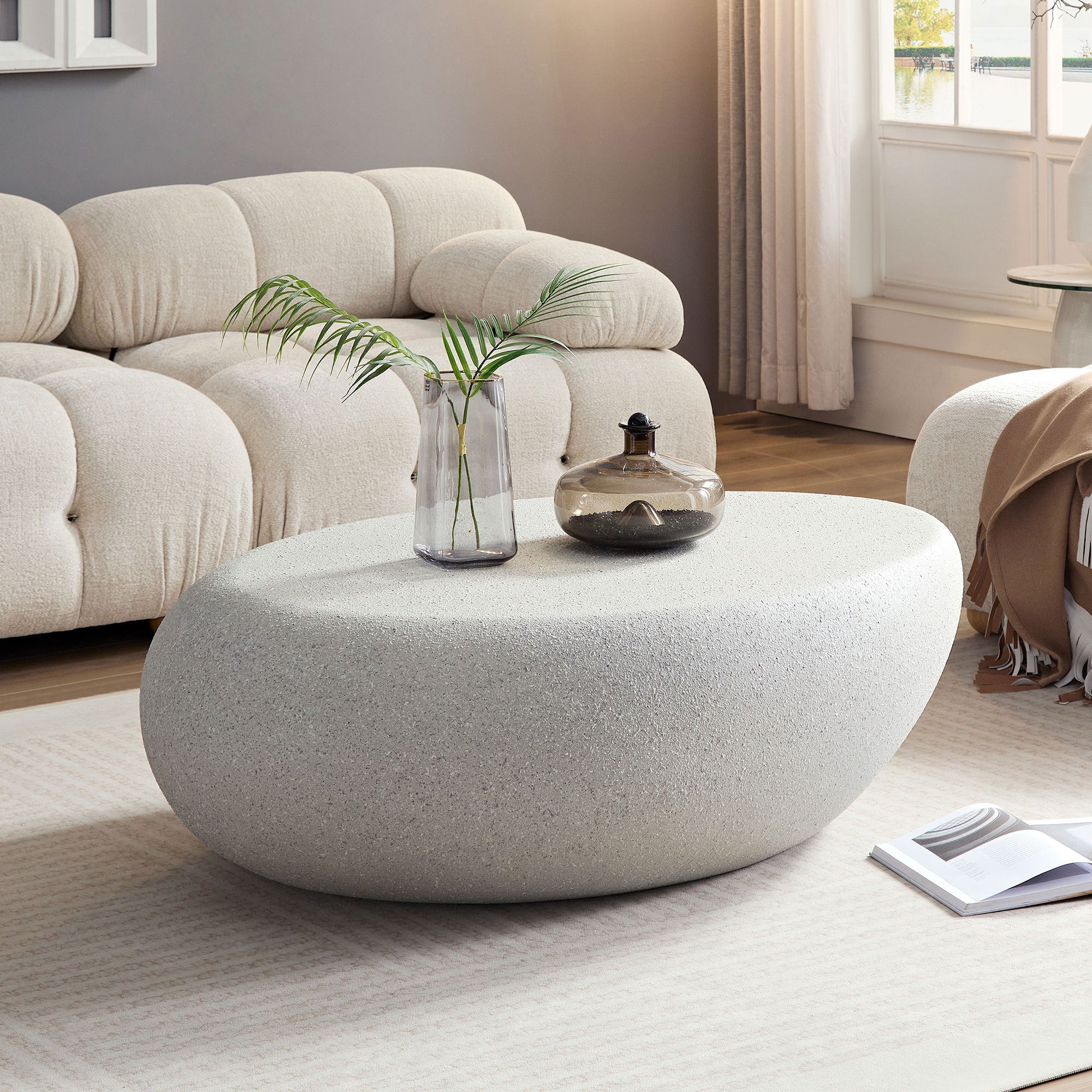 Walker Edison | Modern Minimalist Oval Coffee Table with Sleek Design