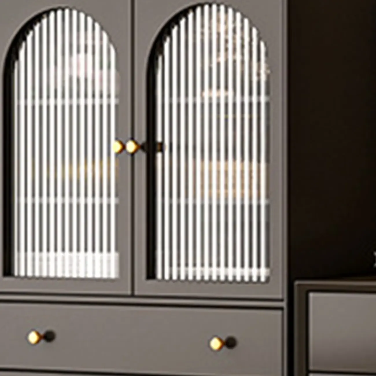 Modern Beige Solid Wood Accent Cabinet with 2 Drawers