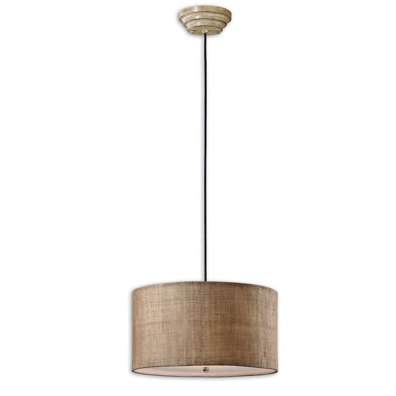 Uttermost Dafina 3-light Burlap Weave Drum Pendant