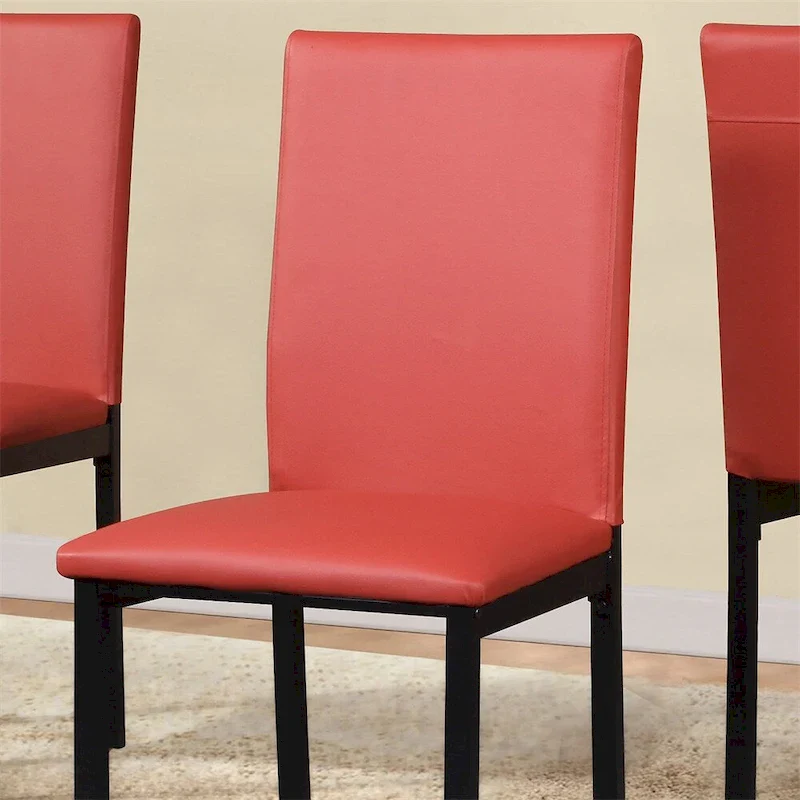 Faux Leather Seat Metal Frame Dining Chairs,Set of 4