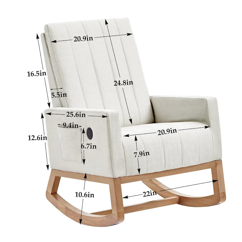 Adjustable Rocking Chair, Nursery Glider Chair with Adjustable High Back and Foot Rest