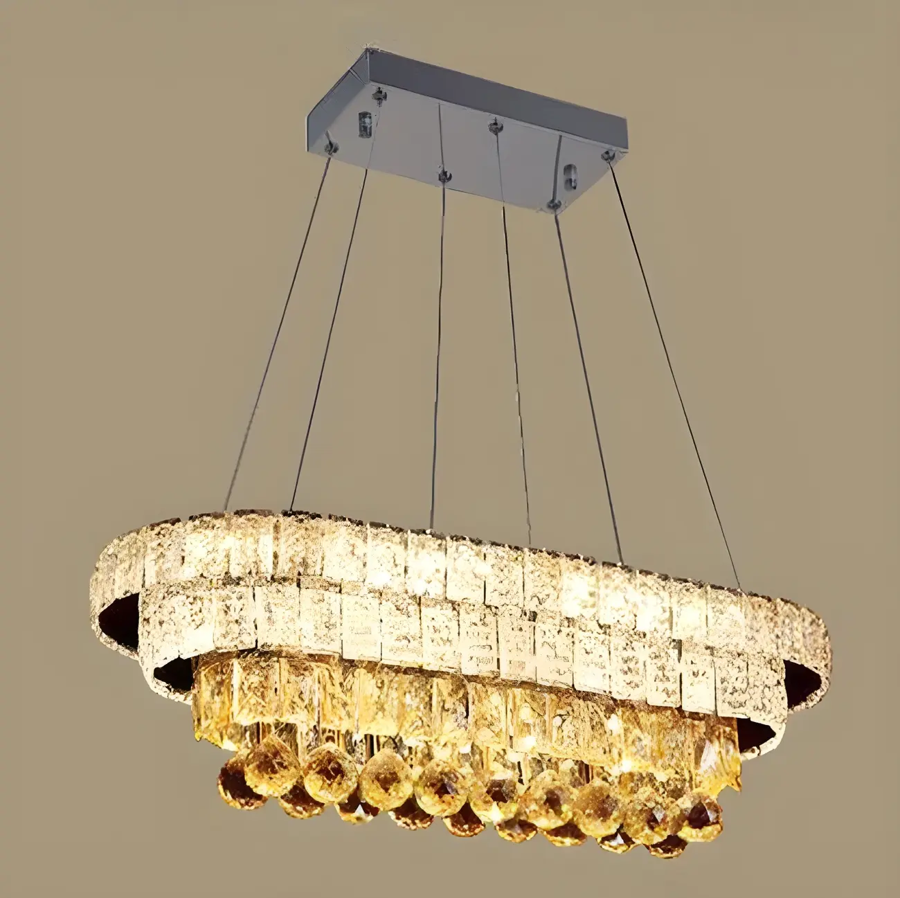Elegant Gold/Silver Crystal Kitchen Island Pendant Light