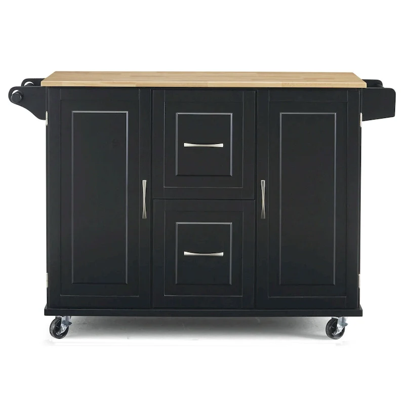 Homestyles Dolly Madison Black Wood Kitchen Cart - N/A