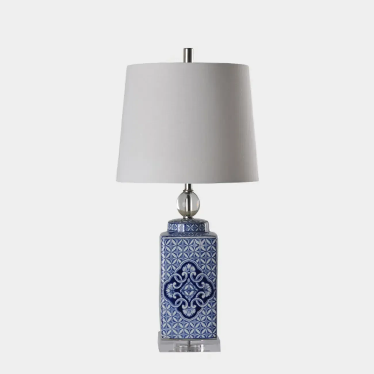 Blue Traditional Ceramic Table Lamp with Fabric Shade