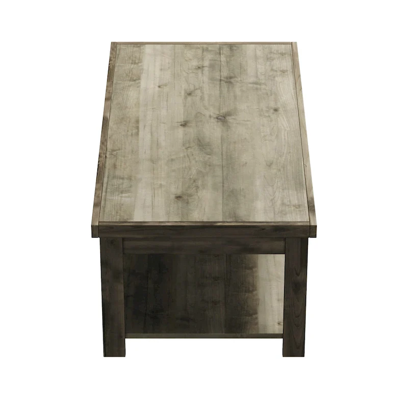 Bridgevine Home Joshua Creek 48 inch Coffee Table, No Assembly Required, Barnwood Finish