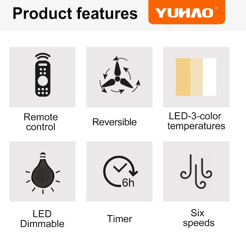 42 in. Matte White Ceiling Fan with light and Remote Control - 42 INCHES