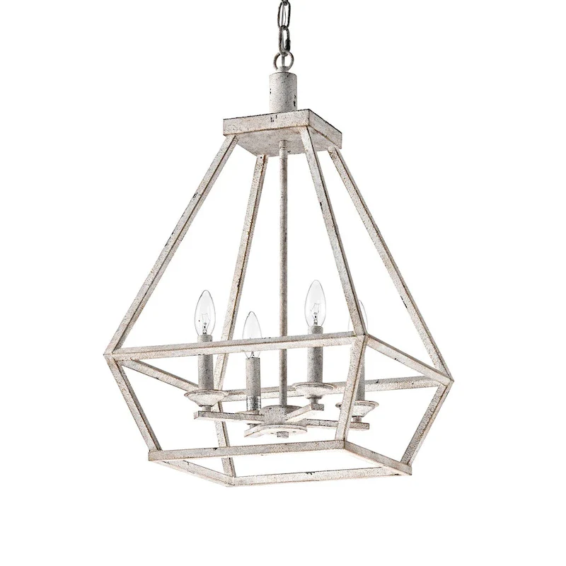 Antique White 4-Light Geometric Lantern Pendant