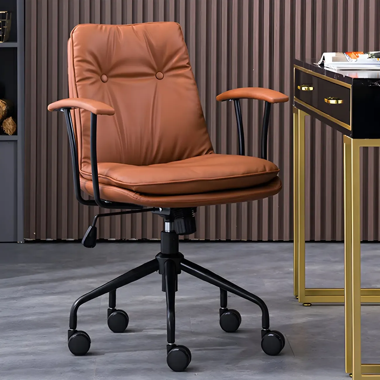 Modern Green Leather Swivel Tilt Office Chair