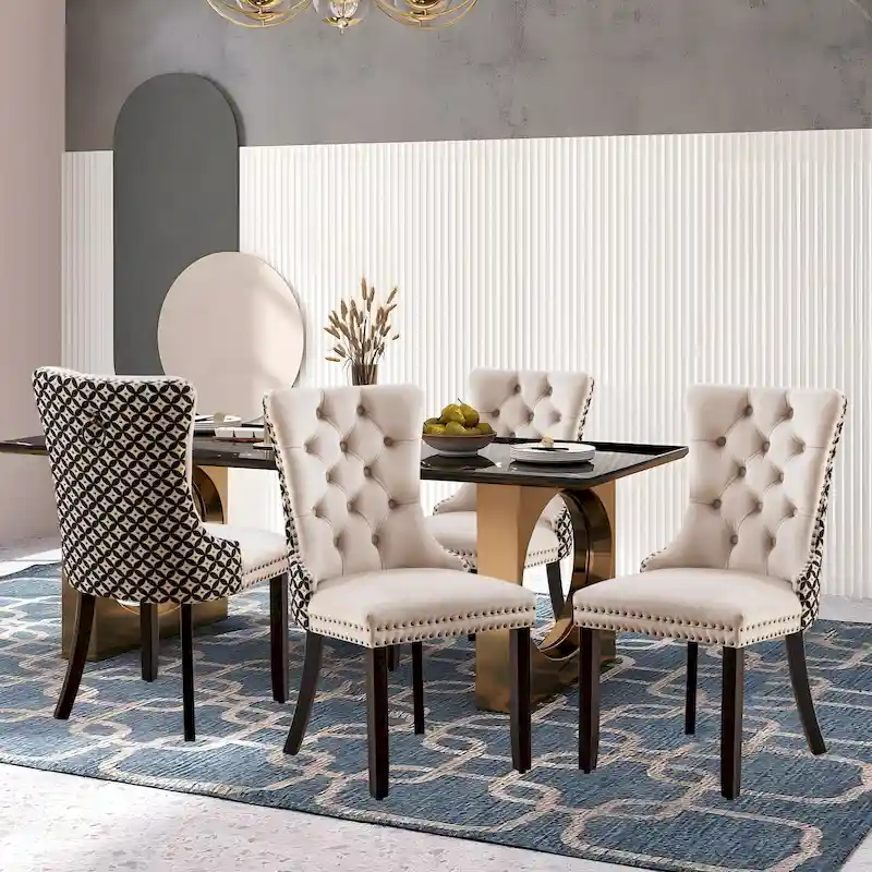 Modern Tufted Velvet Side Dining Chairs (Set of 4)