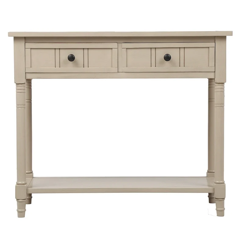 Modern Console Table with Two Drawers and Bottom Shelf