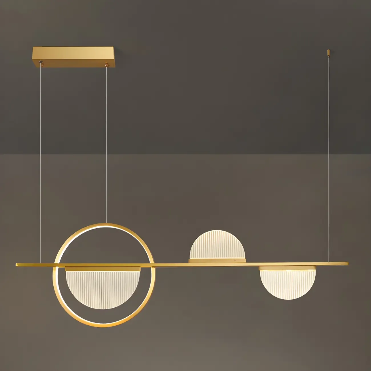 Modern Brass Semicircle Island Pendant Light