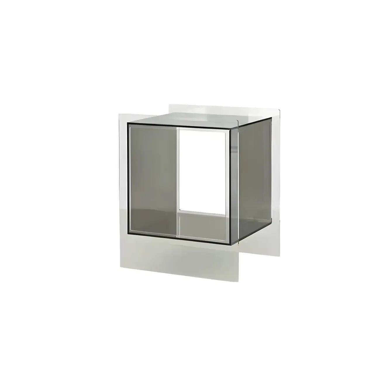 Modish Transparent Acrylic Nightstand with Open Shelf & Wheels