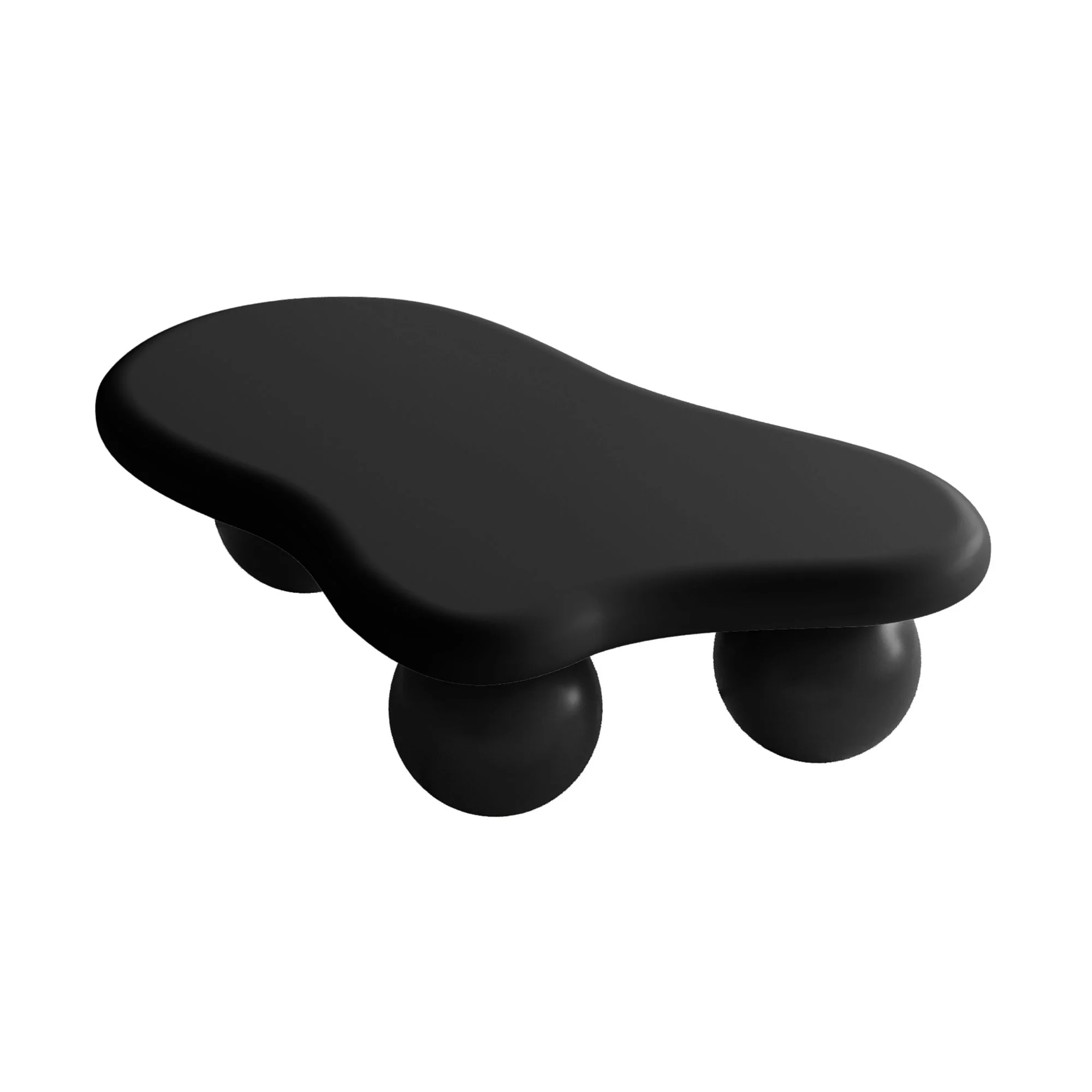 40 Inch Cloud Shaped Coffee Table with 3 Ball Legs for Living Room, Black